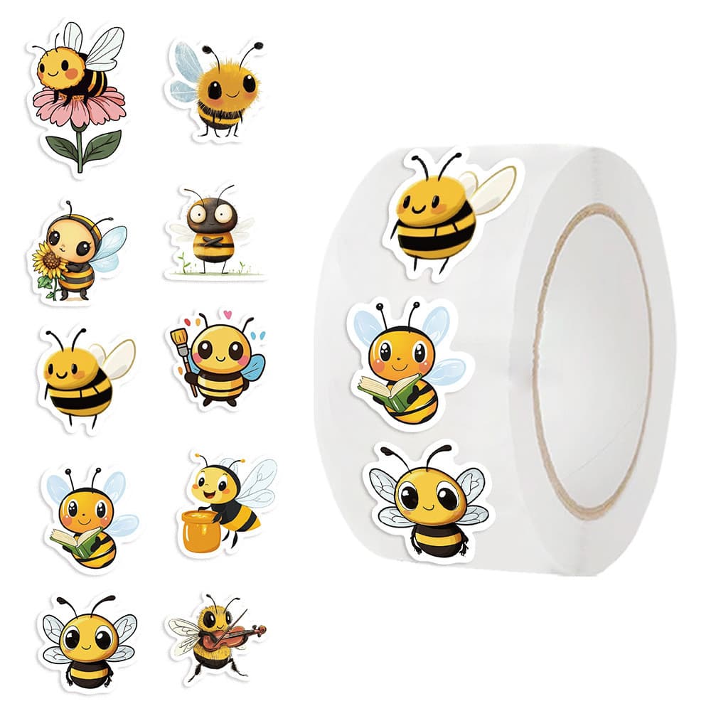 500 Unidades/Rolo Fita Washi De Abelha De Desenho Animado De Venda Quente-Decalques De Insetos Fofos Para Vedação De Diá