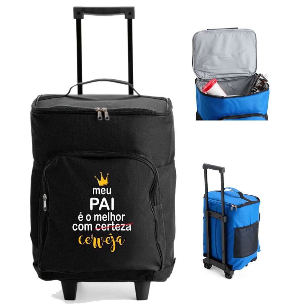 Cooler Bolsa Térmico 23L Rodinhas Portátil - Bolsa Térmica Resistente Água 3 Compartimentos