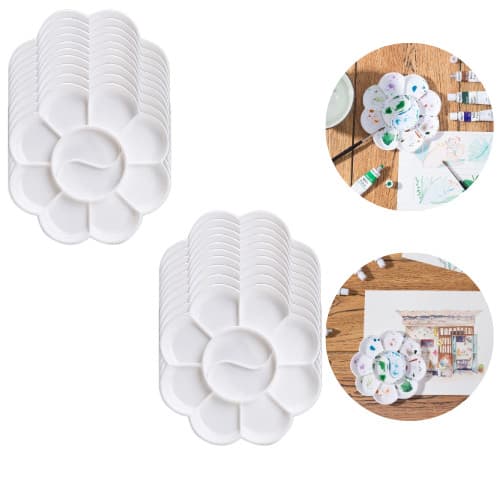 Kit 20 Bandeja Paleta Godê Flor Para Pintura com 10 Divisórias