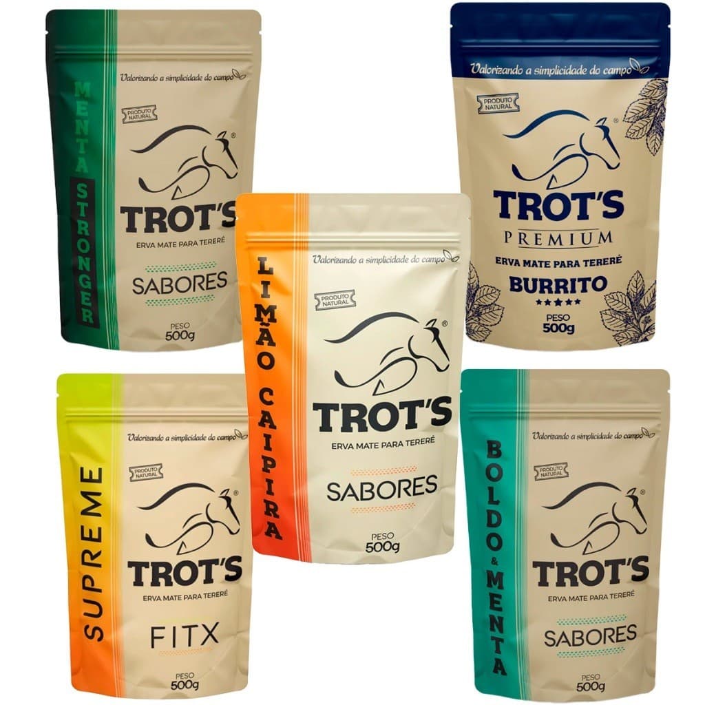 Kit com 5 Ervas Mate TROT'S 500ML - ESCOLHA SABORES