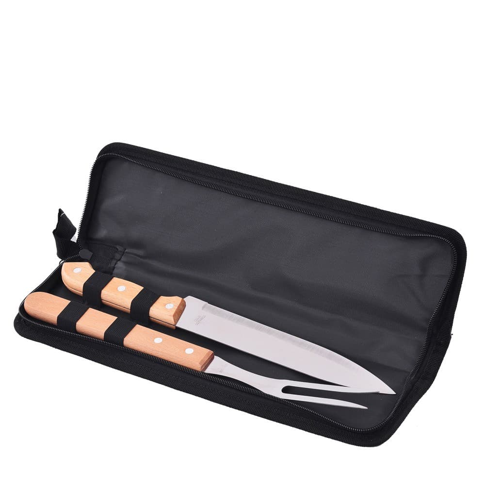 Jogo Churrasco 2 Peças Inox Com Estojo Faca e Garfo