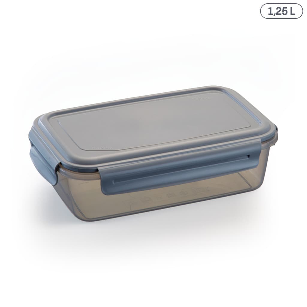 Pote Médio Baixo Marmita SlimLock 1,25L Plástico Translúcido com 4 Travas Resistente