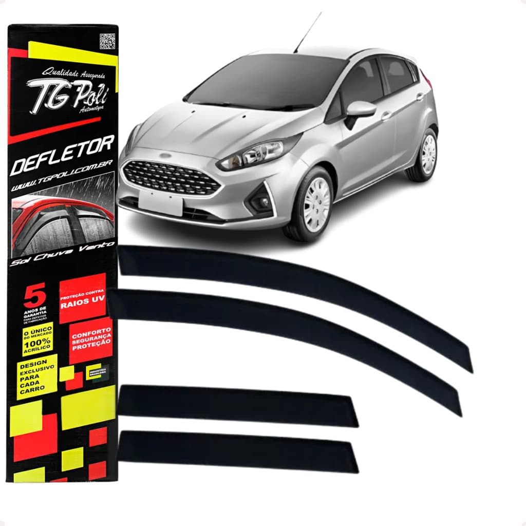 Jogo Calha de Chuva Defletor Ford New Fiesta Hatch 2011 A 2019 4 Portas Original TG POLI