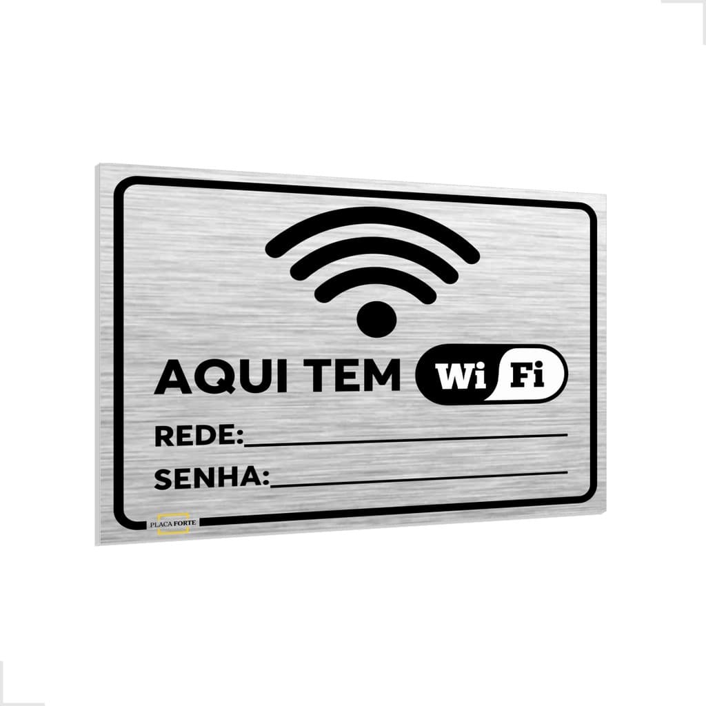 Placa Sinalização Aqui Tem Wifi Senha + Brinde Caneta Apagador Sala Recepção 20x15cm