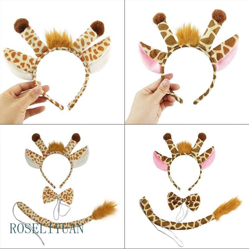ROS Girafas Pelúcia Tiara Argola Cabelo Dos Desenhos Animados Headwear Menina HairBand Orelha