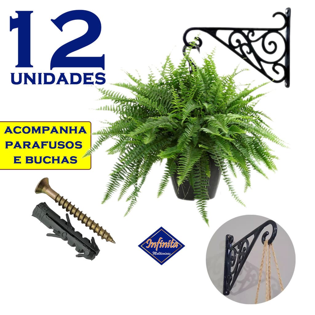 Kit 1 a 12 Suporte para vasos de plantas parede mão francesa jardim vertical