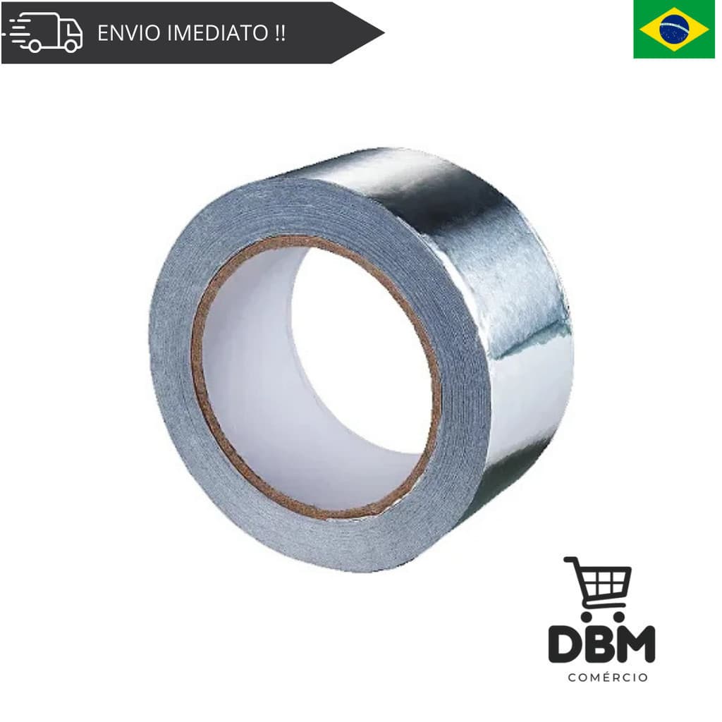 Fita Aluminizada 45mm x 100m Ar Quente Frio Ideal Para Caixas de Isopor e Acabamentos