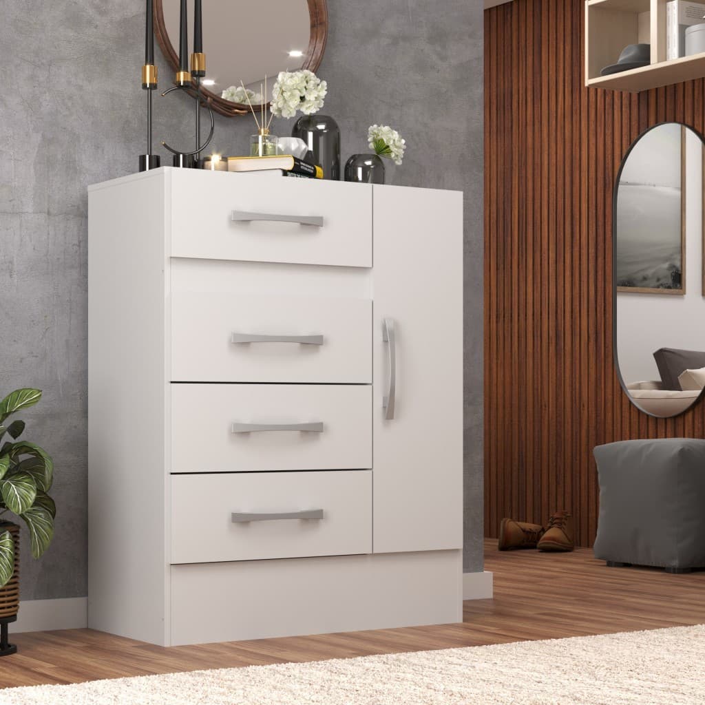 Cômoda Sapateira 4 Gavetas 1 Porta - Direto Sim