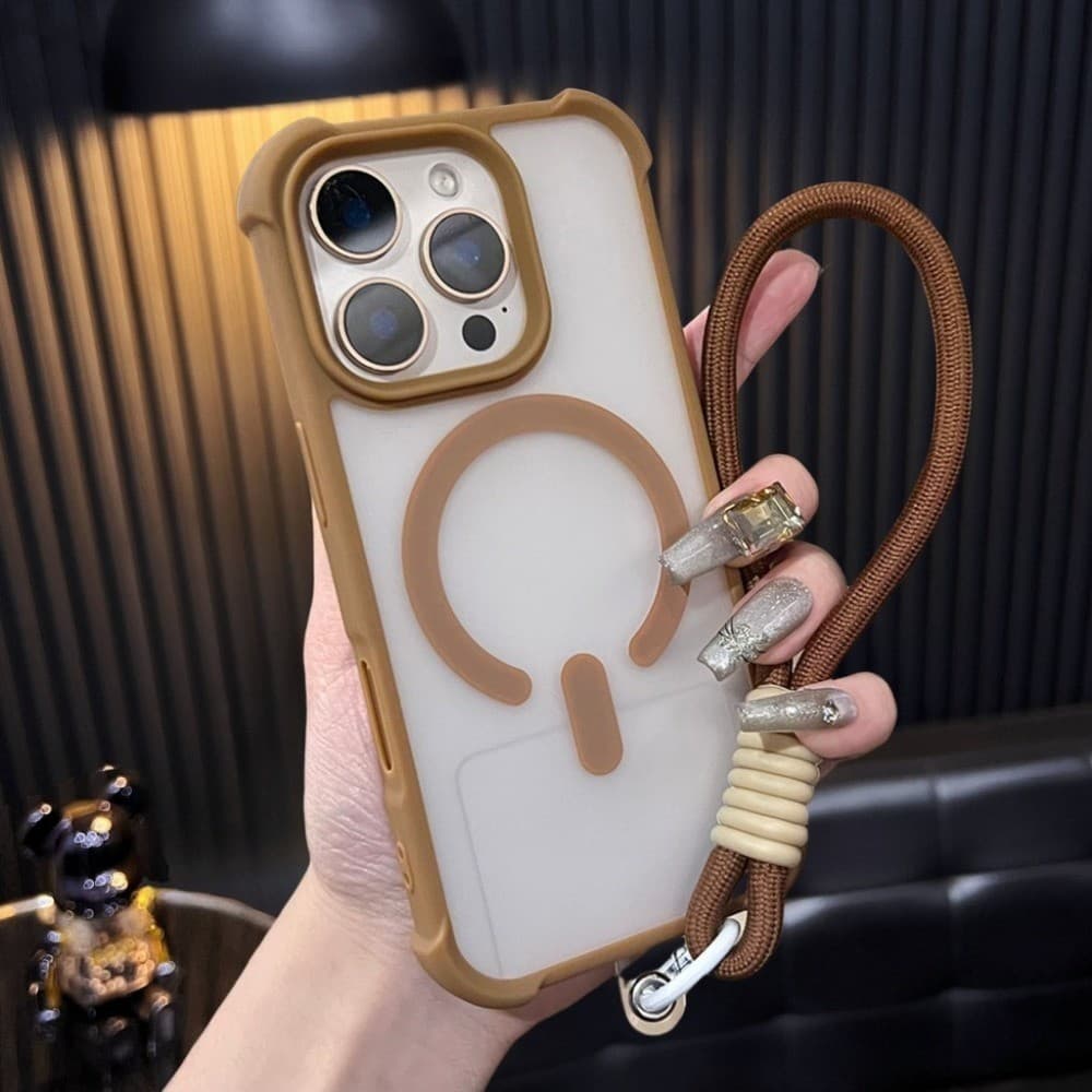 Com Cordões De Pulseira Desert Gold Capa De Telefone Magnética À Prova De Choque Para iPhone 16 15 14 13 12 11 Pro Max 1