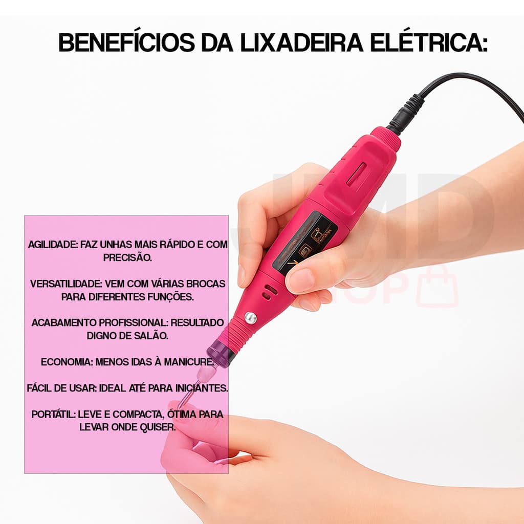 Lixadeira Unha Lixa Elétrica Profissional Motor Nail Designer Bivolt 15W
