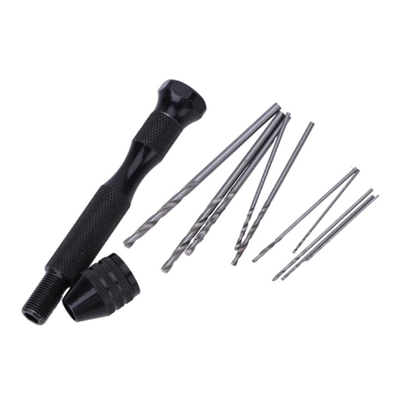Broca Manual De Micro Alumínio Quente , Mandril Sem Chave + 10 Peças De Brocas Helicoidais , Ferramentas Rotativas