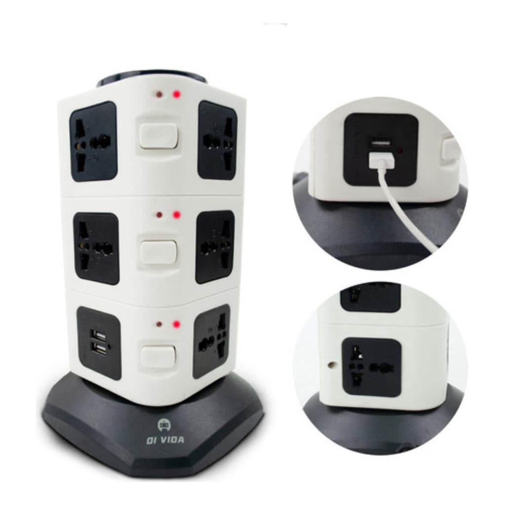 Extensão Torre Com 11 Tomada Universal + 2 Saídas Usb