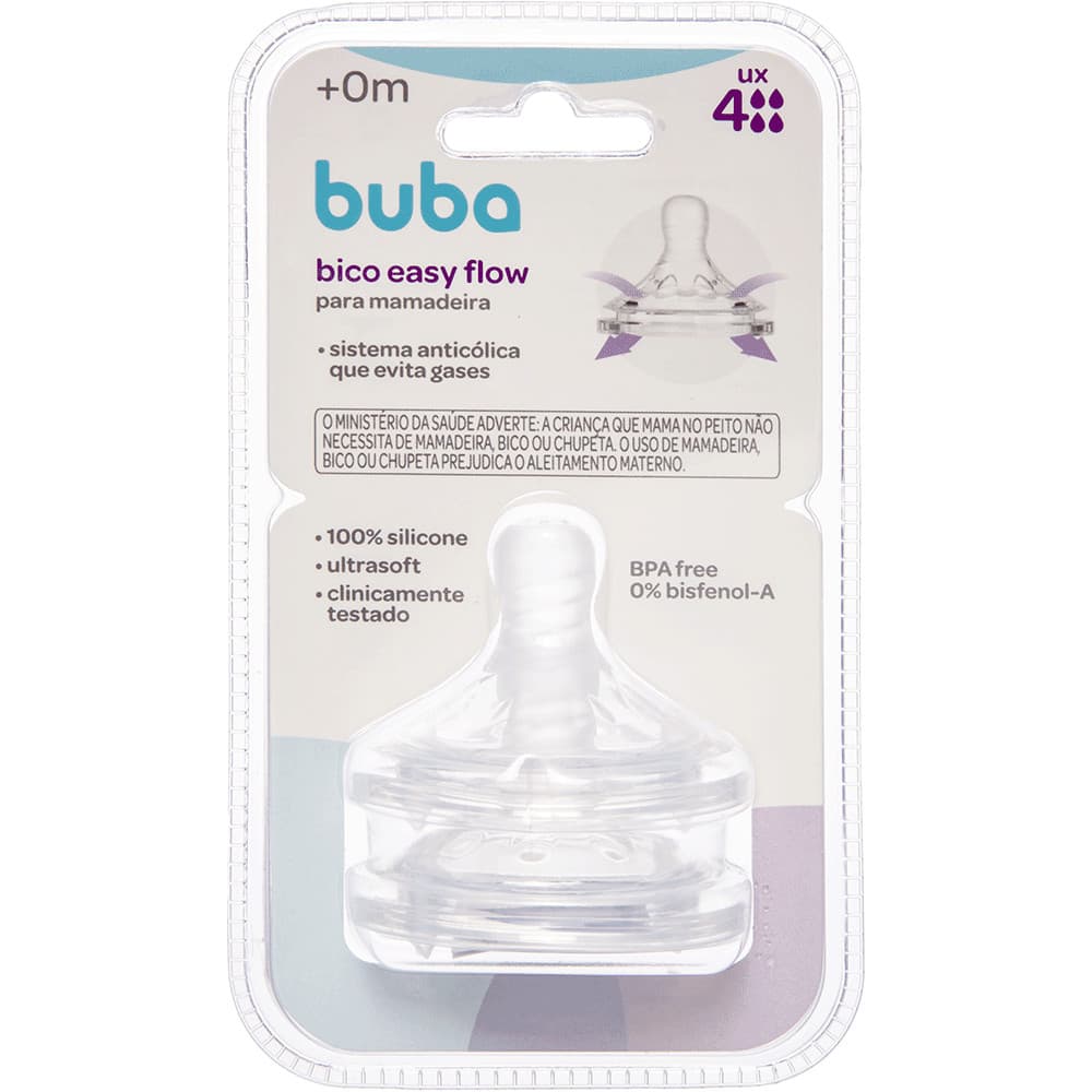 KIT 2 BICOS MAMADEIRA ANTICÓLICA  BUBA  EASY FLOW FLUXO 4