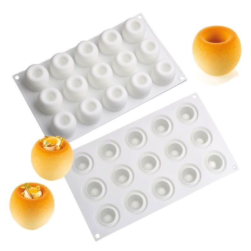 Novo produto 15 conectado bola côncava convexa Mousse bolo molde de Silicone DIY pequeno pudim ninho molde de cozimento