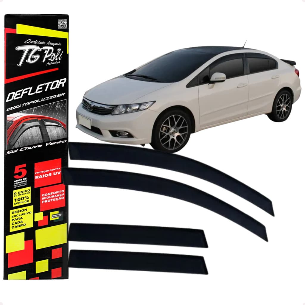 Calha De Chuva Defletor Civic New 4 Portas 2012 A 2016 Novo Original TG Poli