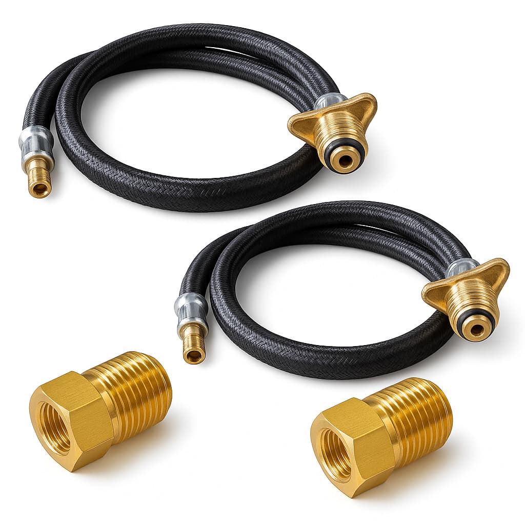 Kit 2 Pigtail P45 80cm + 2 Válvula De Retenção 1/2 Npt X 7/16