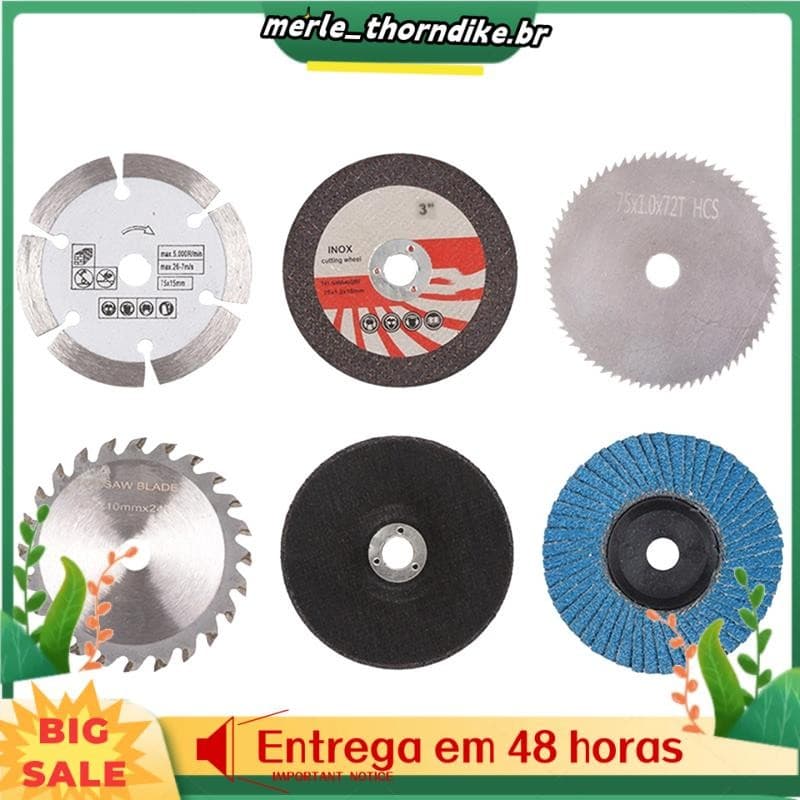Kit De Disco De Corte De 75mm , 6 Peças , Para Moedor De Ângulo De Furo De 10mm , Lâmina De Serra Circular De Metal , Ab