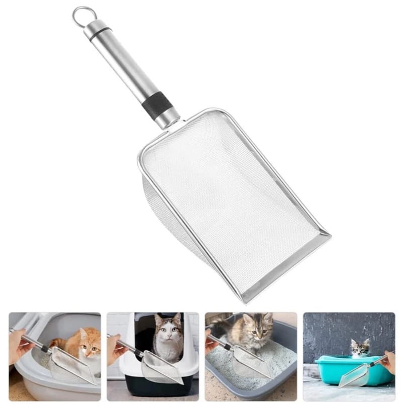 Pá Higiênica Caixa de Areia para Gatos Peneira Pazinha Coletora Aço Inox Grande Envio Imediato SunPet