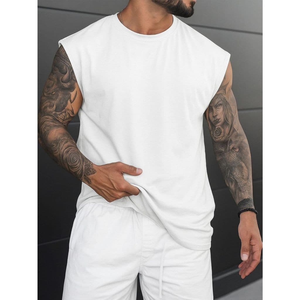 Camiseta Regata Oversized Masculina Academia Machão Treino Longline Lisa