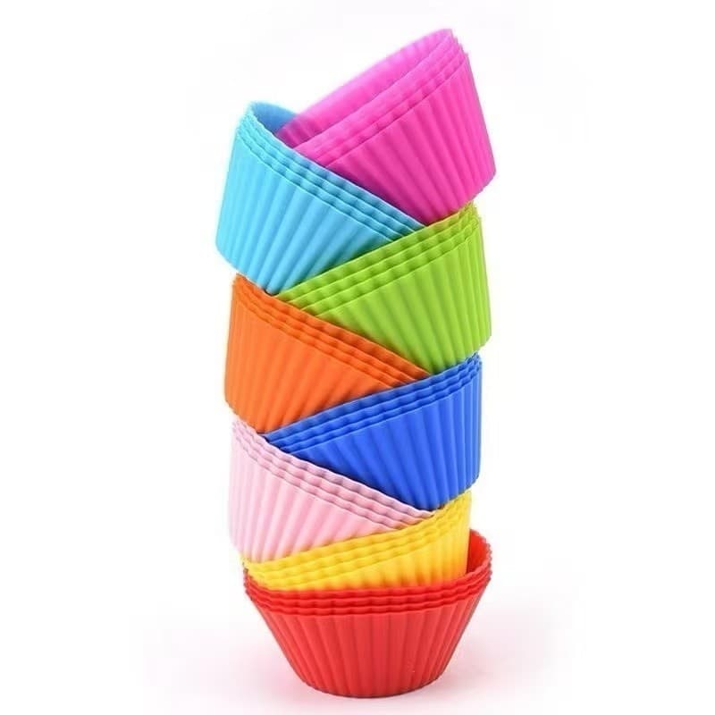 Kit com 12 Forminhas Para Mini Cupcake Muffin Forma De Silicone Não Gruda