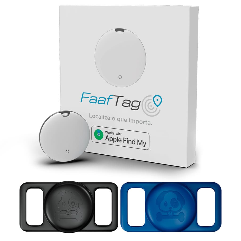 Kit 1 Mini Tag Rastreador Localizador De Objetos Buscar Pets Malas Gps Faaftag FT-TAG + 1 Case Para Coleira