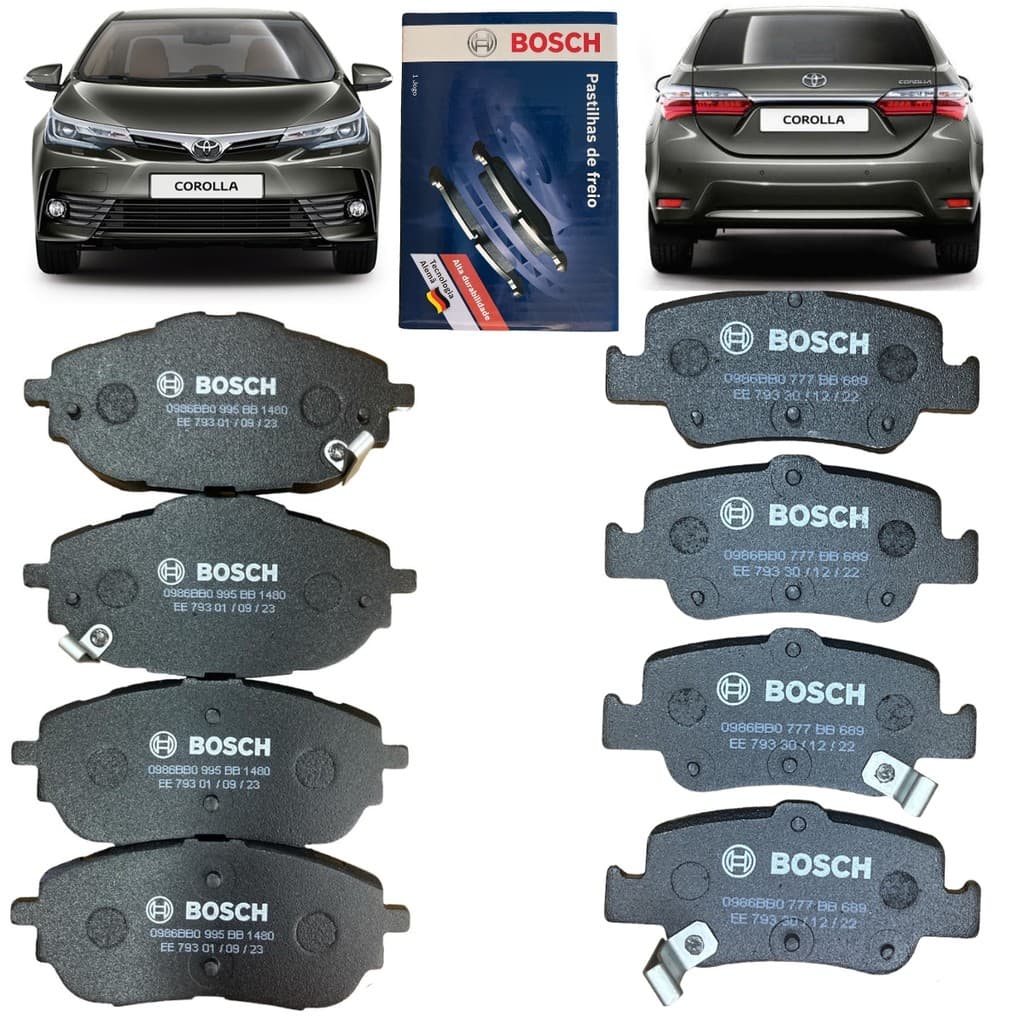 Pastilha De Freio Dianteira e Traseira Corolla 1.8 2.0 2015 2016 2017 2018 2019 Bosch