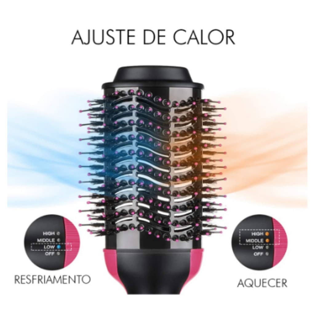 Escova Secadora 4 em 1 Elétrica Cabelo Alisador Hair Quente Styler Alisadora Em Alisa