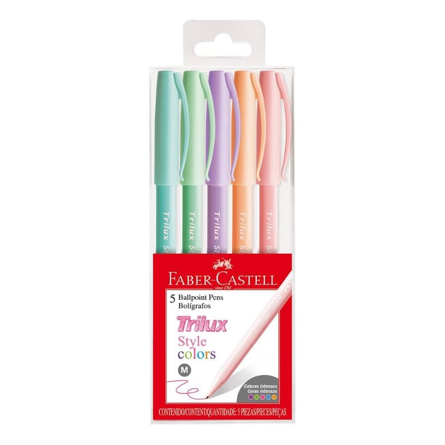 Caneta Esferográfica Trilux Style Colors Pastel 1.0mm 5 Un