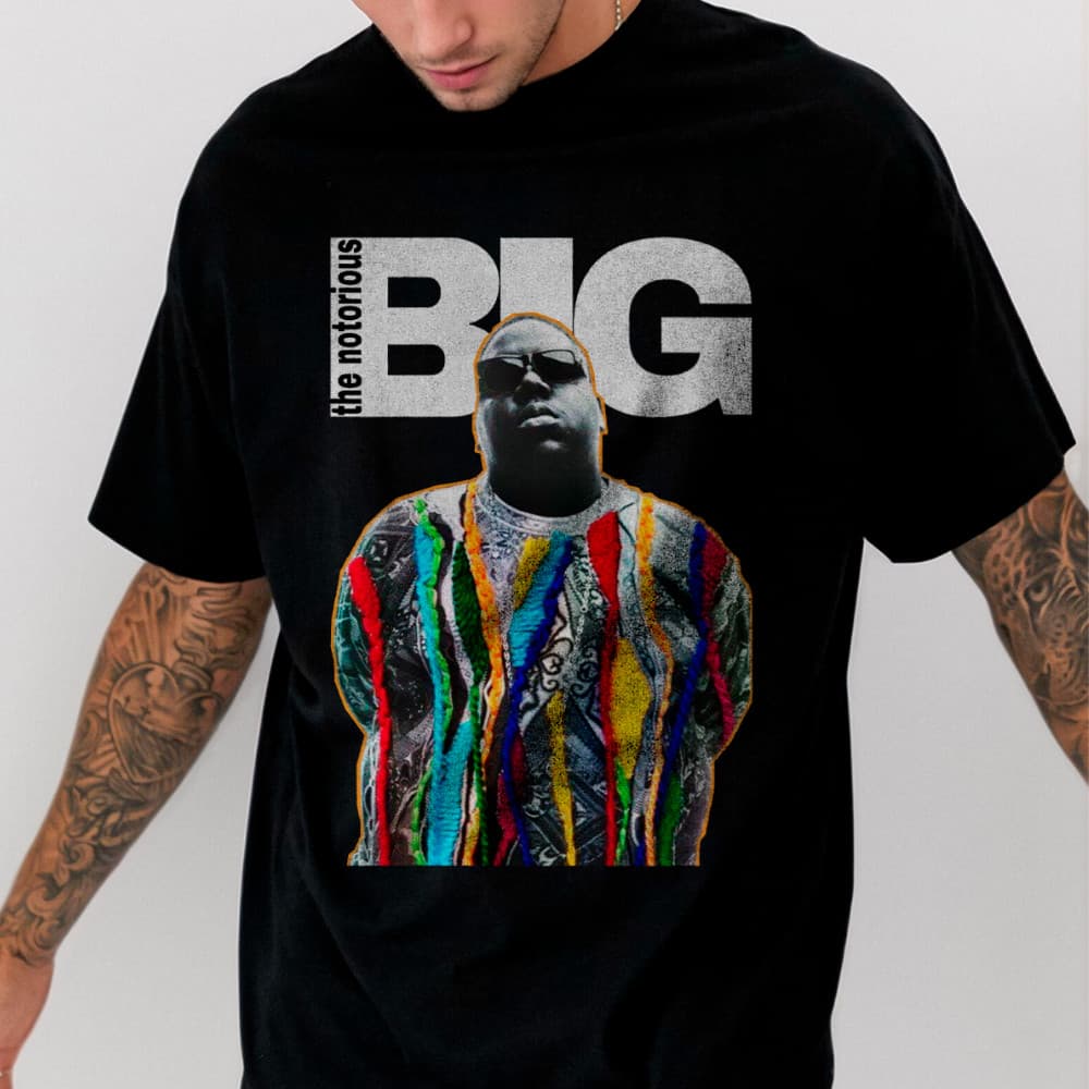 Camiseta Oversized Notorius BIG Tupac Shakur Preta Estampa Rappers 100% Algodão