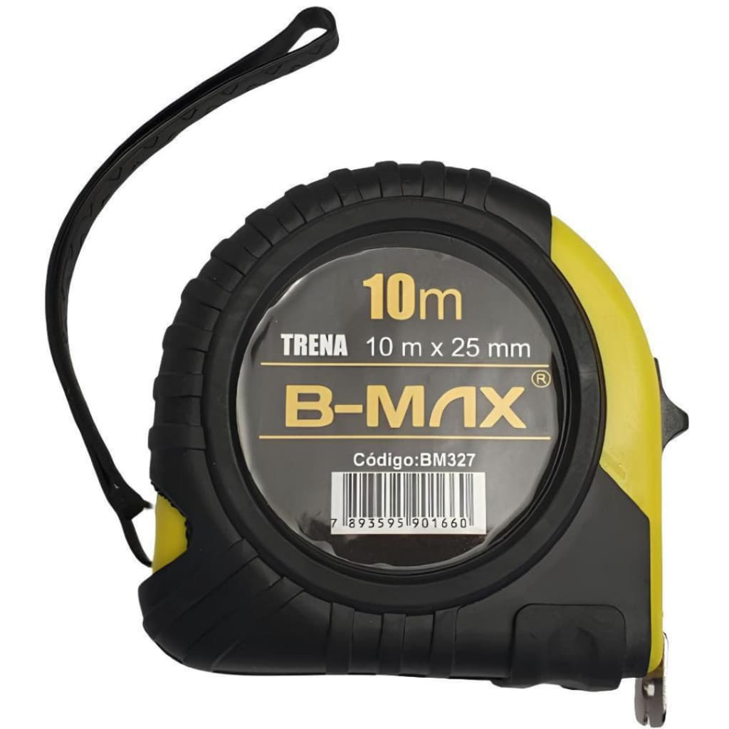 Trena 10 MX25mm Emborrachada Com Trava Fita em aço + Suporte para Cinto e Alça em Silicone
