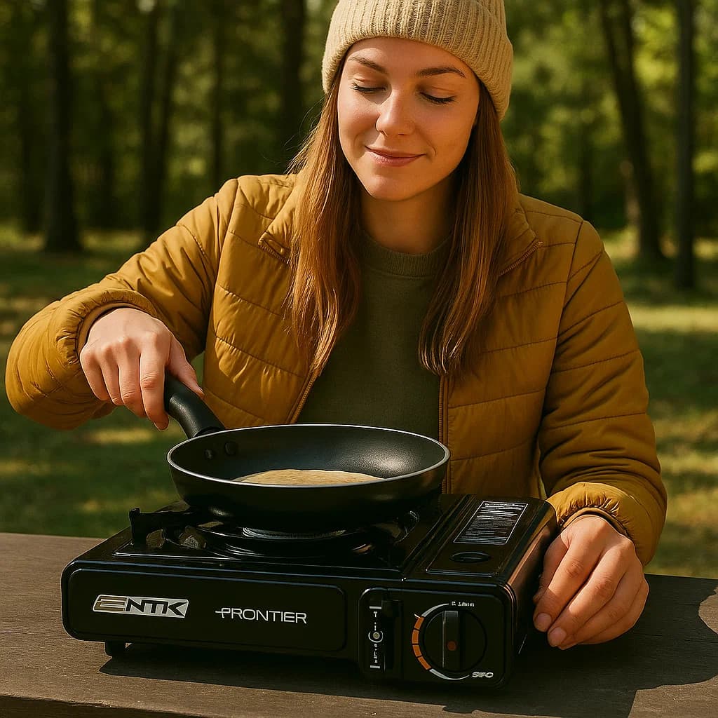 Fogão Fogareiro Mesa A Gás Camping Acendedor Levar Viagem Acampamento Pequeno Preto Acedendor Panela