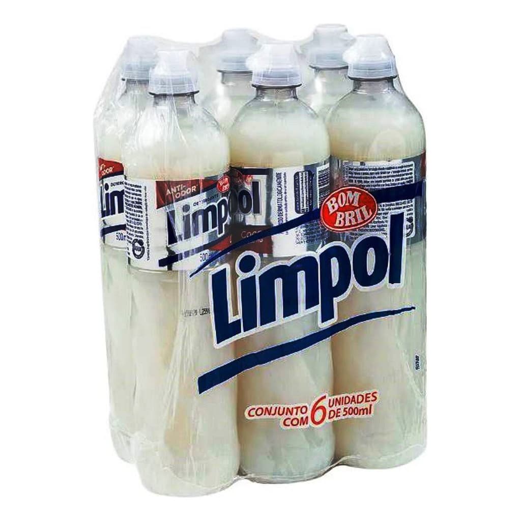 Limpol Pack Detergente Coco Glicerina Anti-odor 500ml com 6 Unidades