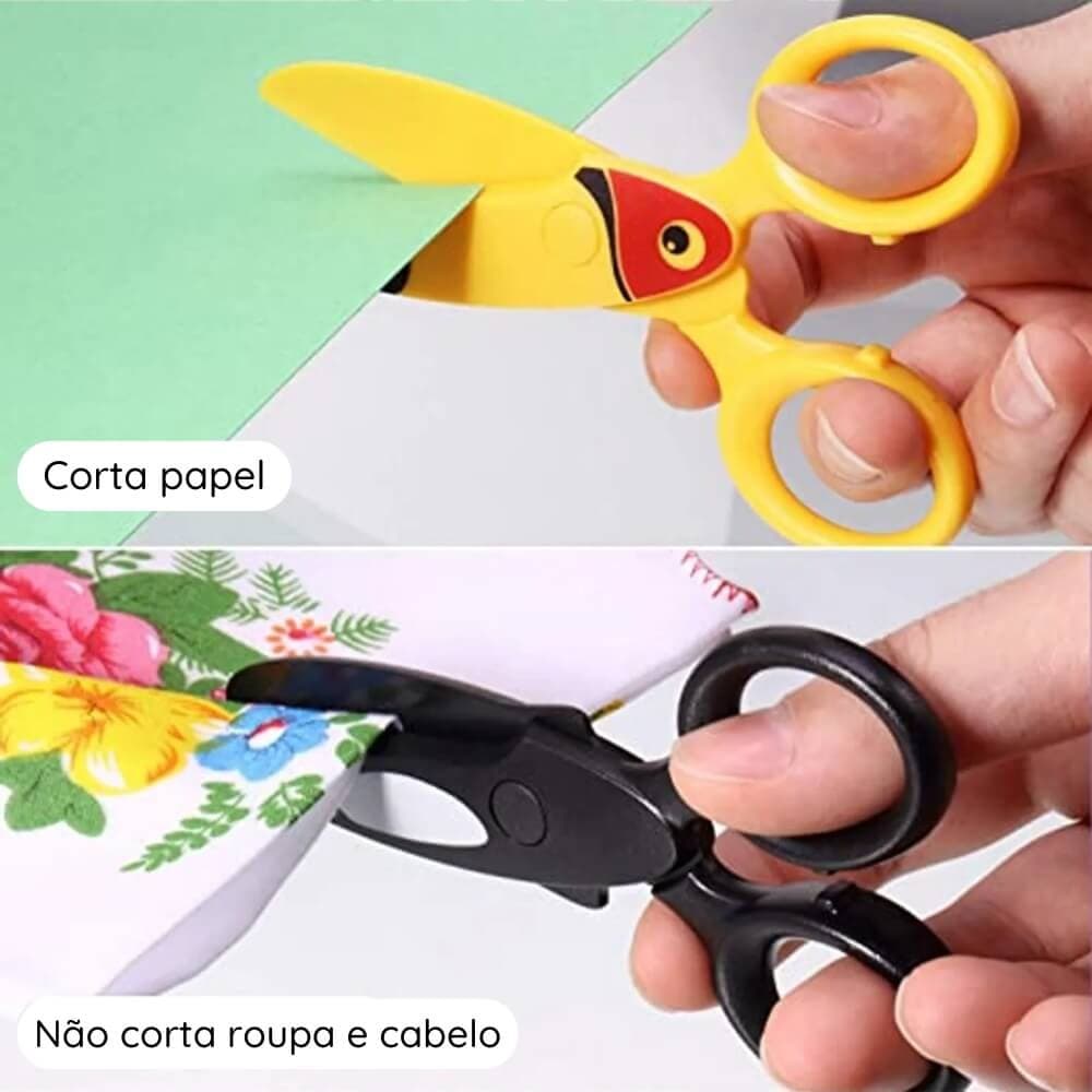 Tesoura Plástica Infantil Segura Só Corta Papel Escolar Animal Planet | MOLIN
