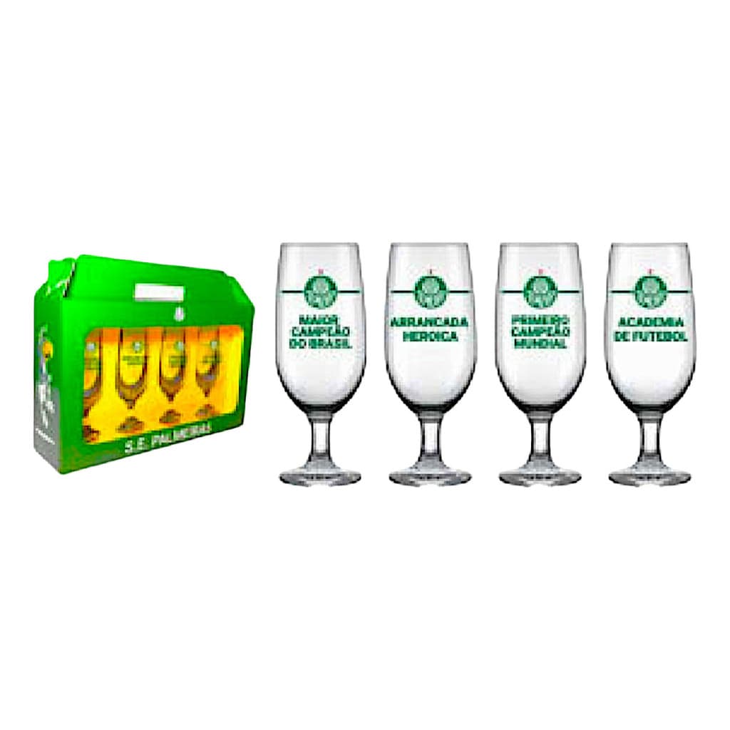 Kit 4 Taças Personalizada Palmeiras Oficial Verdão Cerveja 300ml