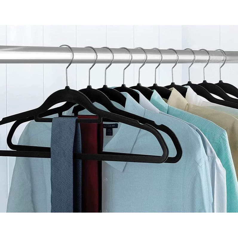 Cabides De Veludo Preto Slim Antideslizante Ultrafino Para Roupa cores sortidas