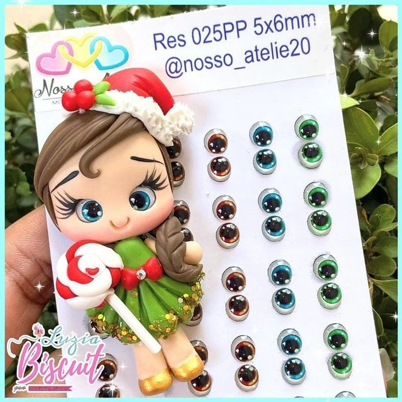 OLHO RESINADO ADESIVO MODELO  025 PARA APLIQUES DE BISCUIT, PERSONALIZADOS E EVA