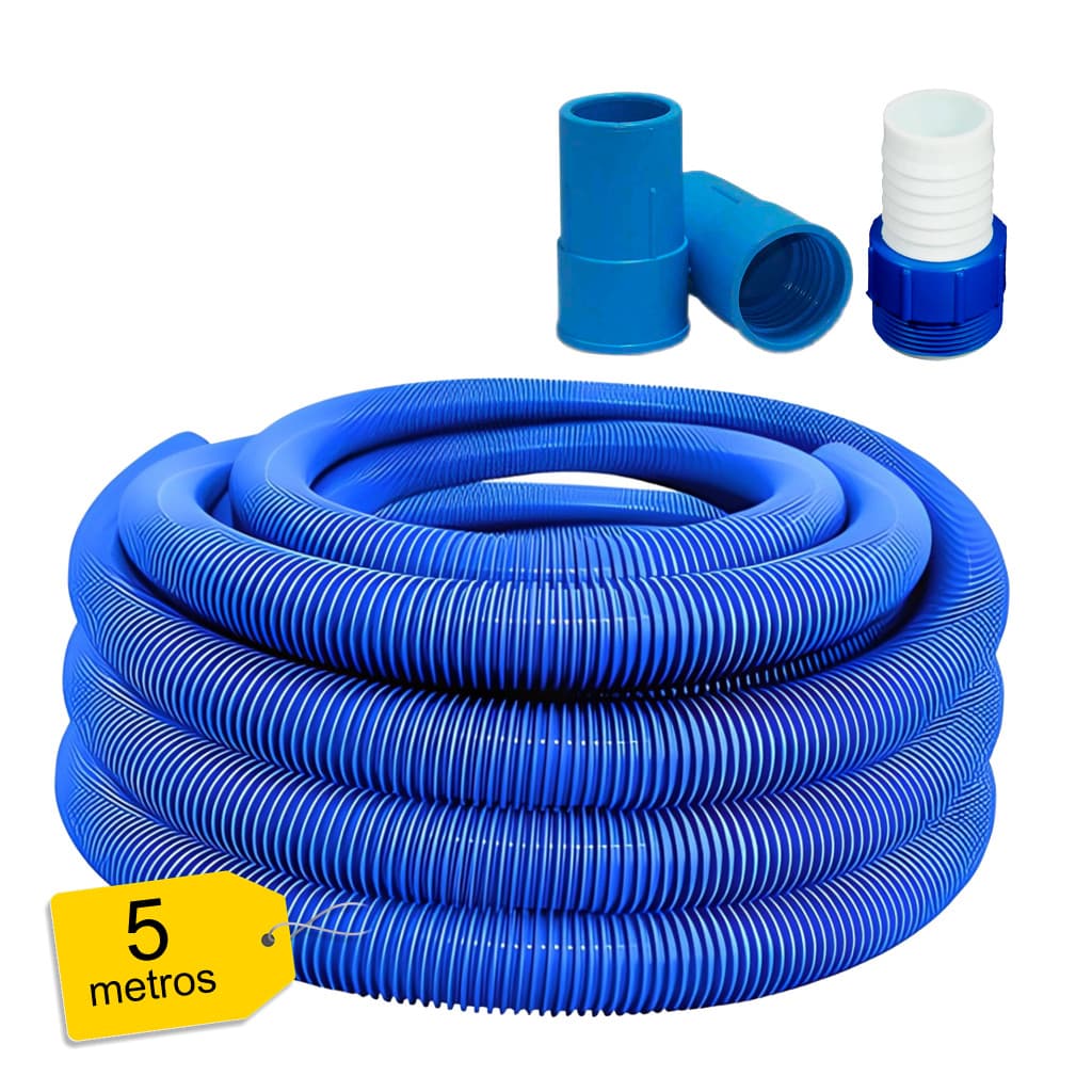 Mangueira de piscina flutuante 5 metros kit completo pronta pra uso, acompanha adaptador e ponteiras