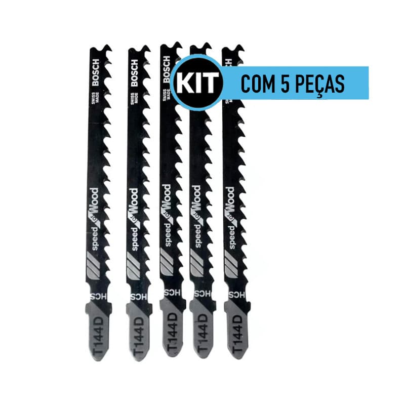 Kit 05 Lâminas de Serra Tico-Tico para Madeira T144D Bosch