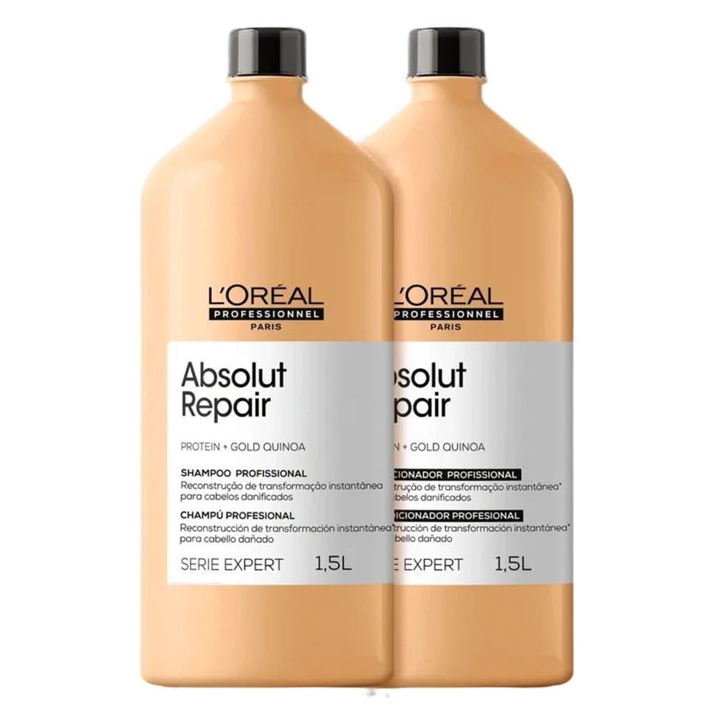 Kit Shampoo + Condicionador Gold Quinoa Loreal 1.5L Certificado