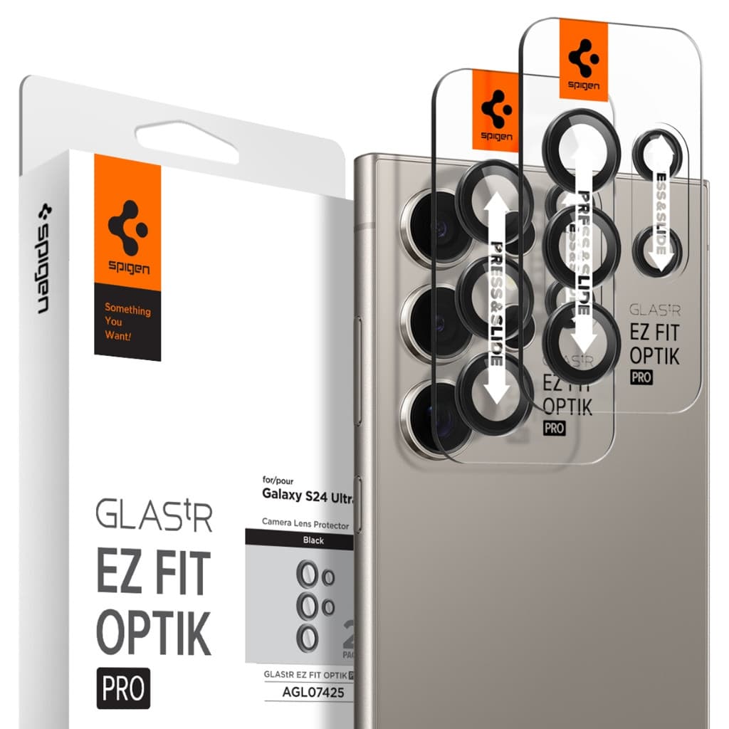 [1 Pacote] Spigen Samsung S24 Ultra Protetor De Lente De Câmera  EZ Fit Optik Pro Vidro Temperado