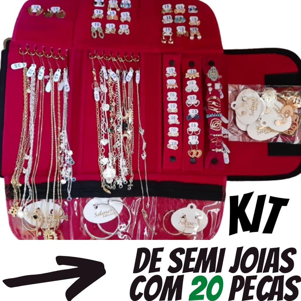 KIT DE SEMI JOIAS COM 20 PÇS BANHADO A OURO OU PRATA 925 DA SUA ESCOLHA