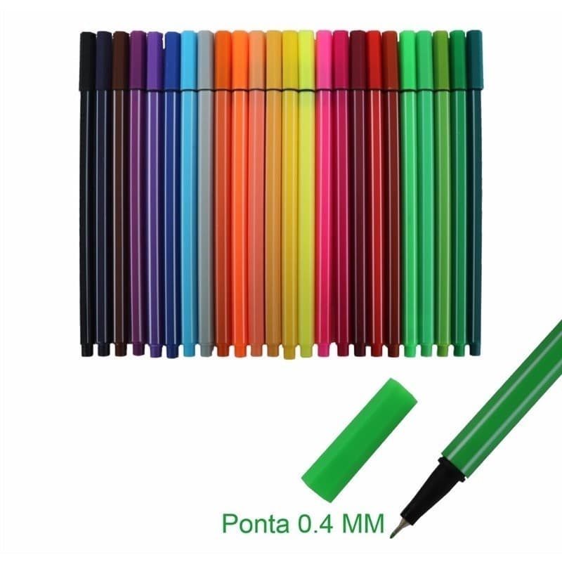 kit 12/24 Canetas Coloridas Fine Line Ponta Fina 0.4 mm Fineline