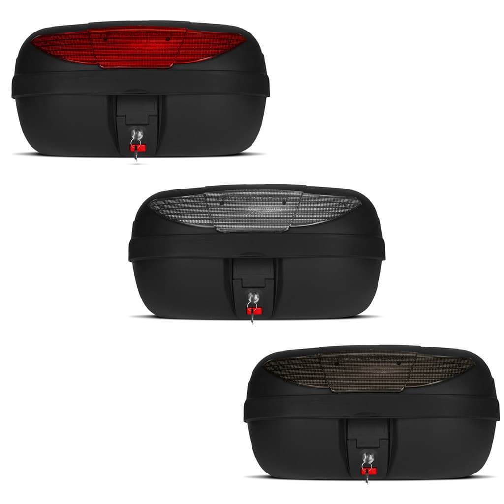 Baú Bauleto Moto Smartbox 2 45 Litros Preto - Cores das Lente: Vermelho, Fumê e Cristal - Pro Tork