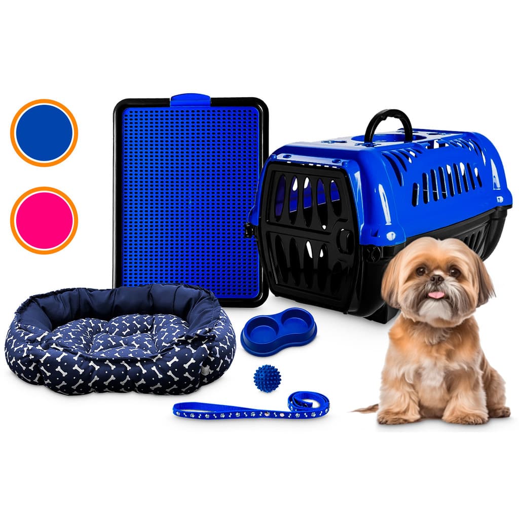 Kit Cachorro Completo Cama Caminha Caixa De Transporte Para Porte Pequeno