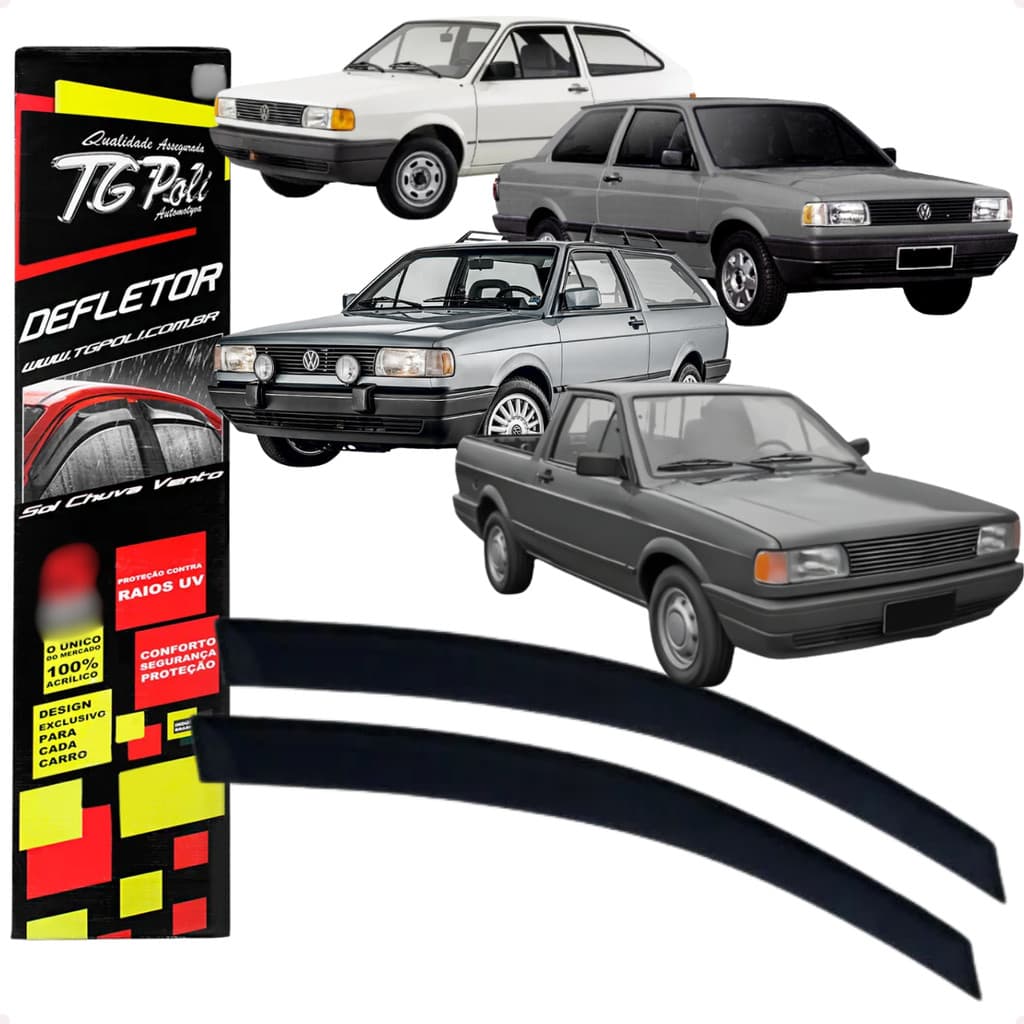 Jogo Calha de Chuva Defletor Volkswagen Gol Voyage Parati Saveiro 1987 Até 1994 02 Portas TG Poli