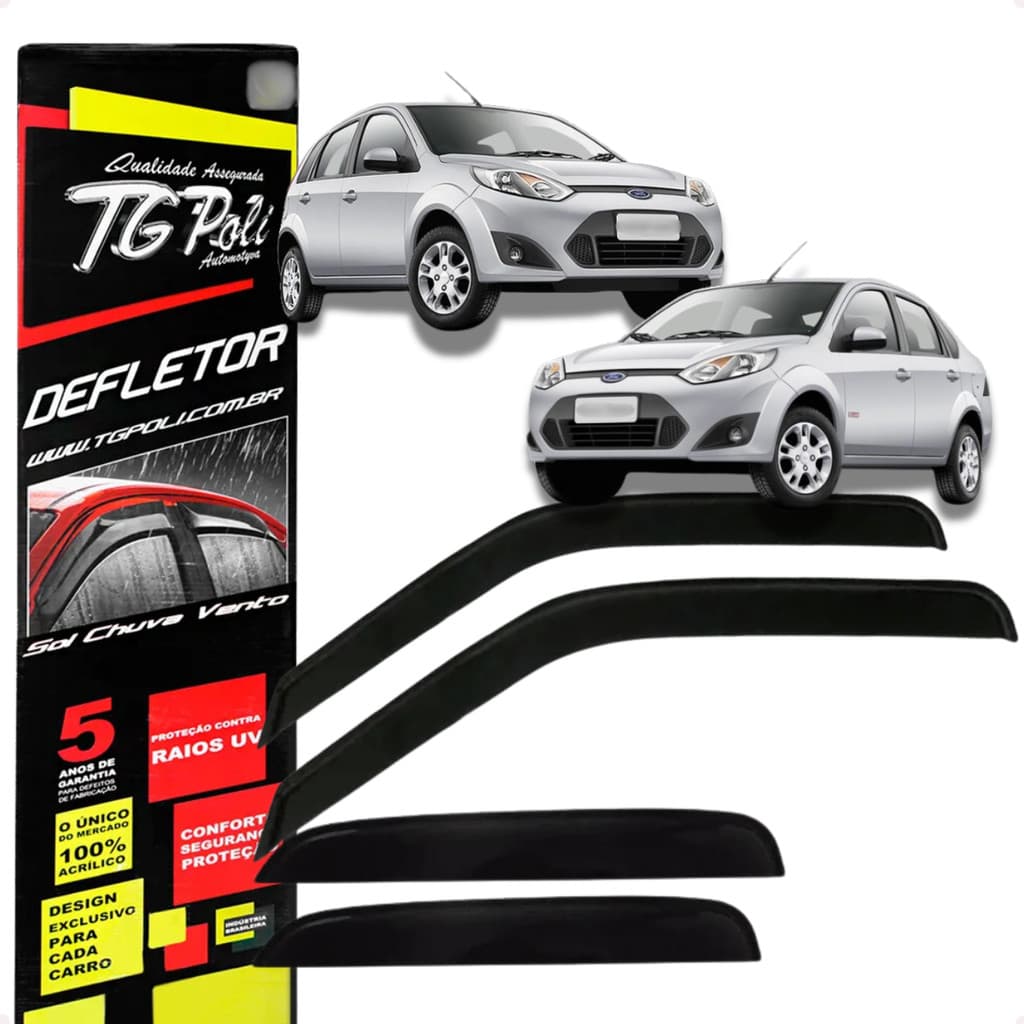 Calha de Chuva Defletor Ford Fiesta Sedan Hatch 2002 A 2014 4 Portas Original TG Poli