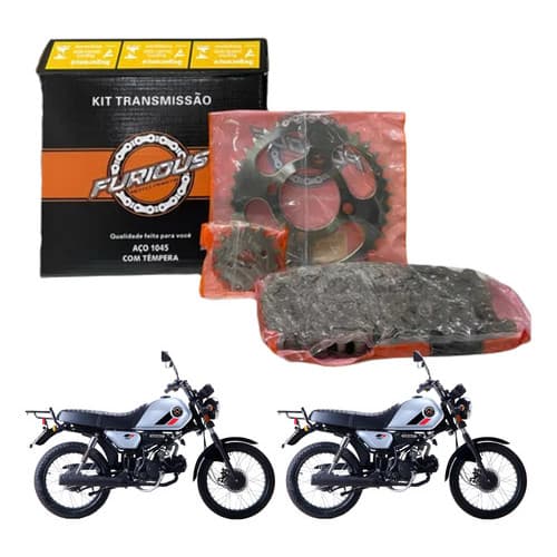 KIT RELAÇÃO TRANSMISSÃO SHINERAY WORKER 125 22/23/24 JET 50 JET 125 AZ1 50CC PHOENIX 50CC S/RETENTOR