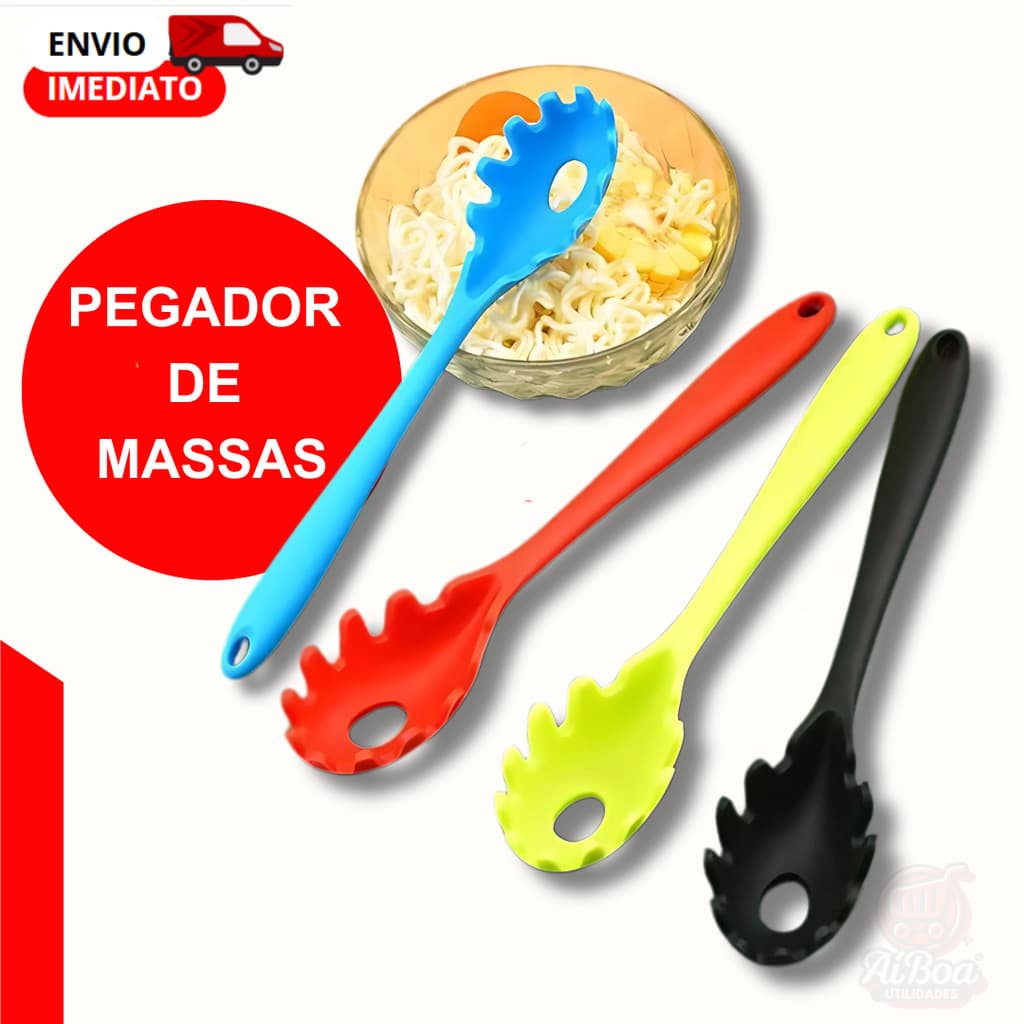 Pegador de Macarrão Massas em Silicone Resistente – Alta Temperatura, Cozinha Prática Não Risca Panela