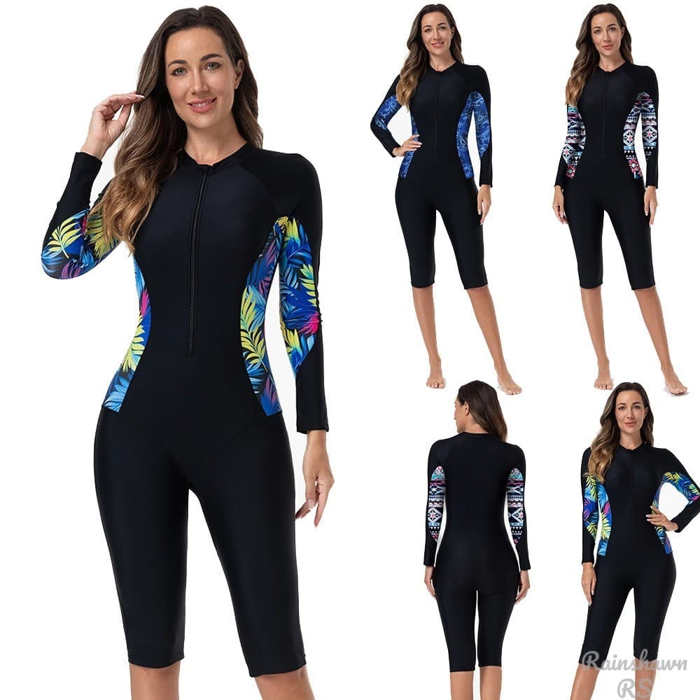 Women's Swimsuit with Zipper, Women's Beach Surf Competitive Sports Swimsuit, Long Sleeve Beachwear bd0c