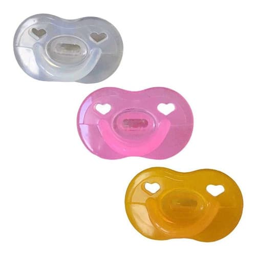 Chupeta Bico Simétrico Reto 100% Silicone Calmante 3 Unidades Marca Baby Nany